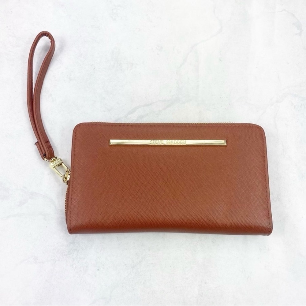 Steve Madden Tan Wristlet with Gold Accent